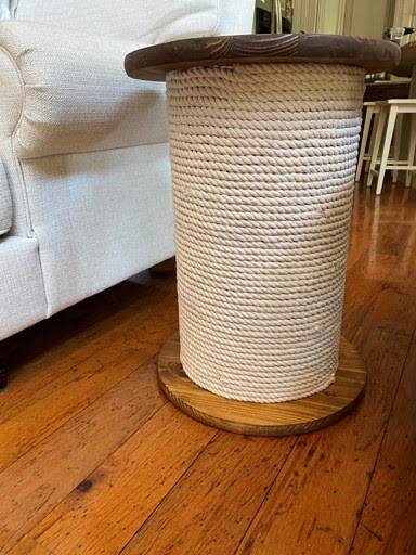 DIY Plans for Rope Spool Side Table - Domestically Speaking