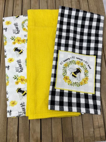 Kitchen Towel Bee Happy Yellow