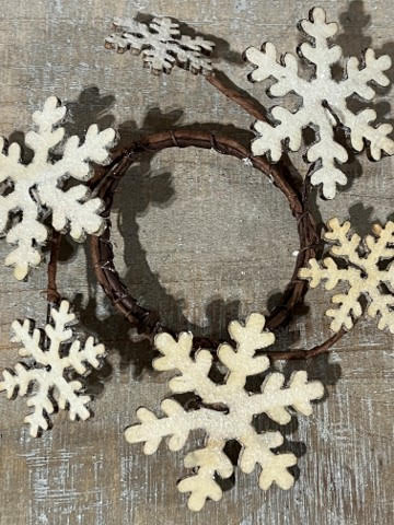 Frosty Wooden Snowflake Candle / Napkin Ring 2.5 Diameter-W T  Collection-840346158313-TTW-FXQ96670CS-The Village Merchant