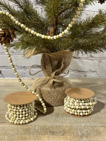 Wooden Bead Candle Holder Garland Set of 2