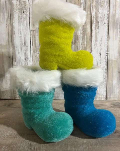 6” Flocked Santa Boot