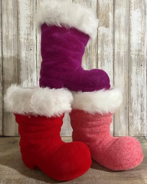 8” Flocked Santa Boot